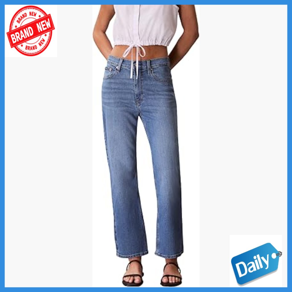 High Rise Ankle Bootcut Jeans Stretch Denim Classic Fit Zip Fly